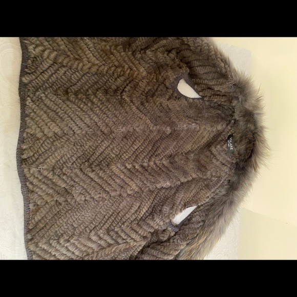 Knitted Rabbit Vest with Racoon collar, VOLARE NY - Picture 3 of 4